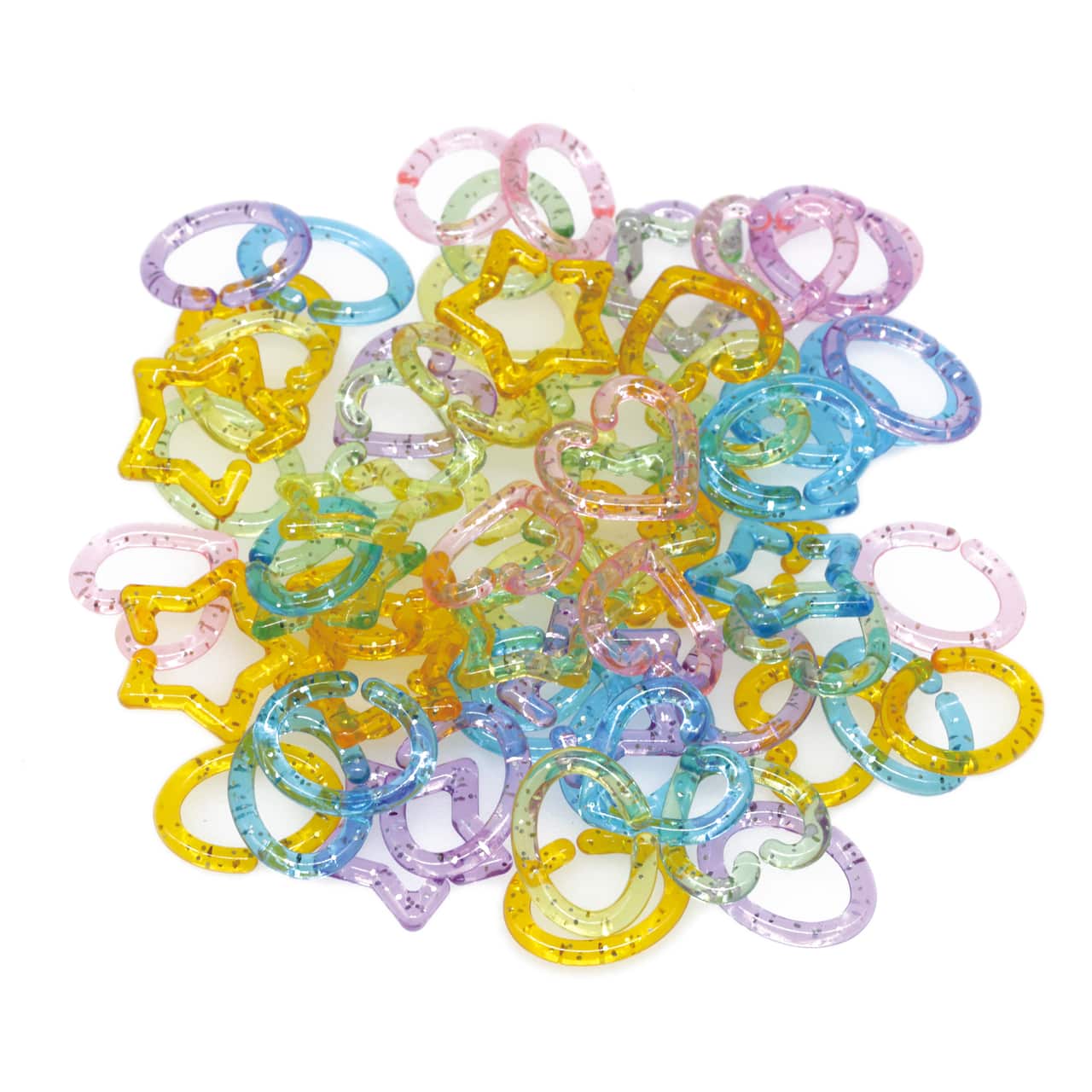 12 Packs: 200 ct. (2,400 total) Glitter Pastel Mixed Shape Chain Links by Creatology™